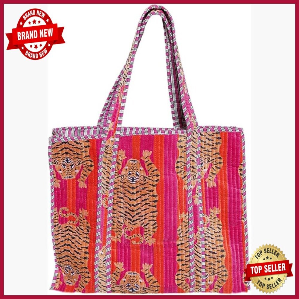 Large Quilted Velvet Tote Bag for Women, Lightweight Shoulder Bag for Everyday